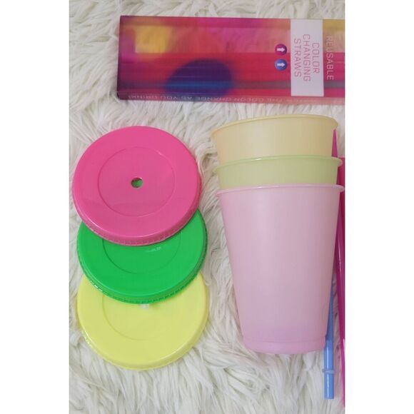 Color Changing Straws & To Go Cups Reuseable 16 oz - Picture 4 of 9